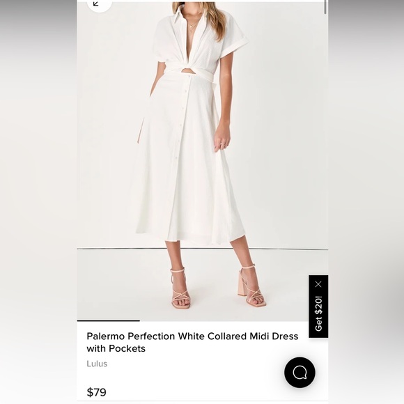 BRAND NEW WITH TAGS - Palermo Perfection White Collared Midi Dress with Pockets - Picture 1 of 5